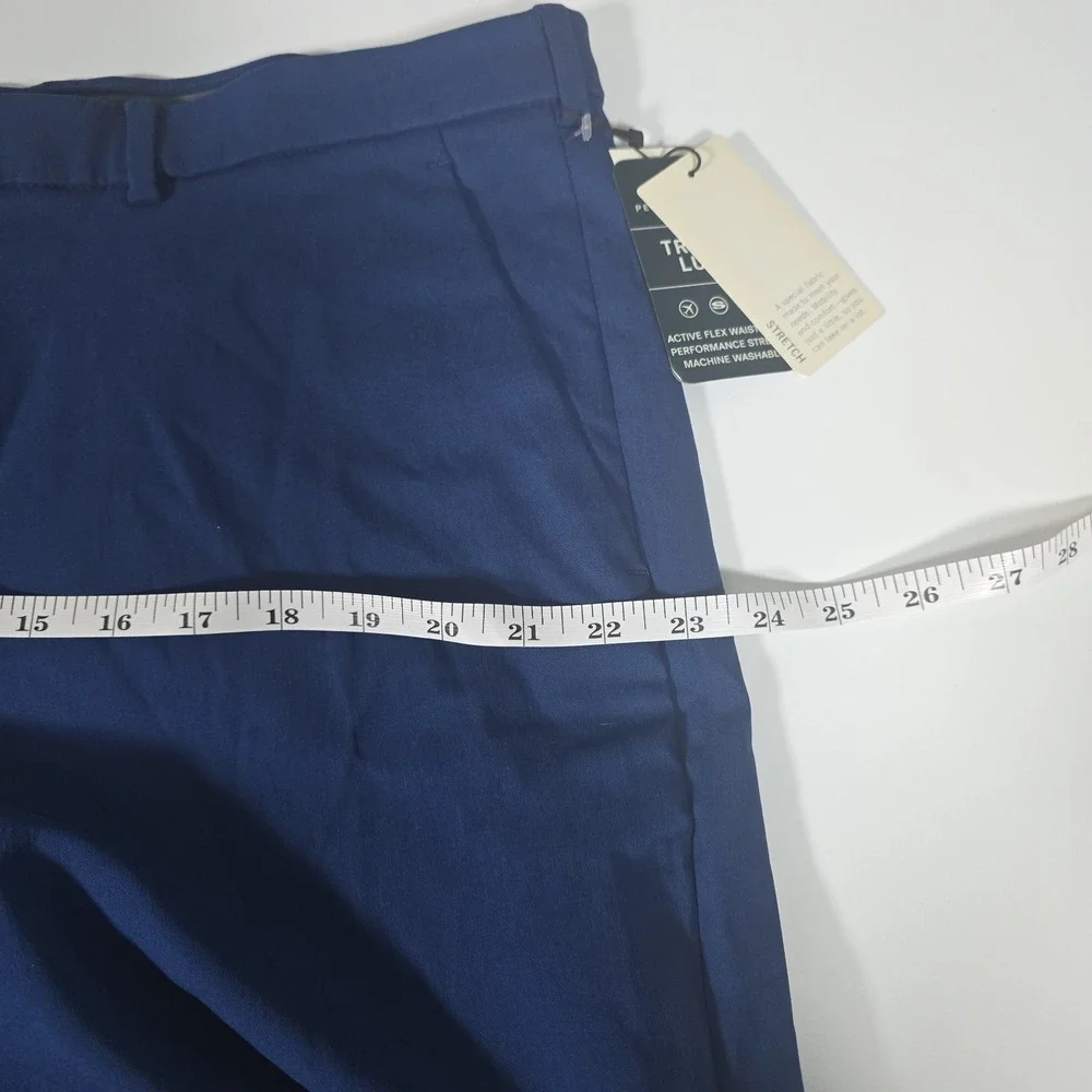 Perry Ellis Travel Luxe Slim Straight Dress Pants 40x32 Estate Blue NWT Flex